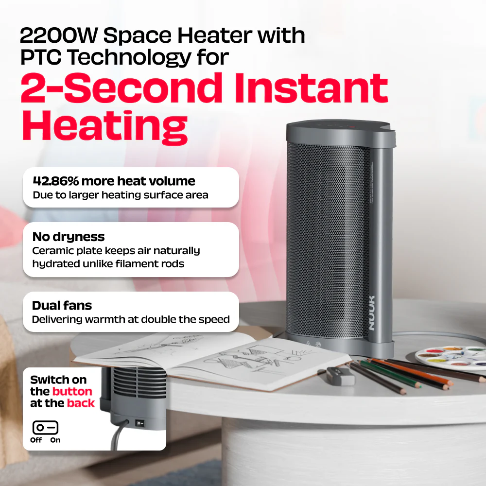 HÖT BAR | 2200W Space Heater with PTC Technology and Feather Touch Panel - Image 3