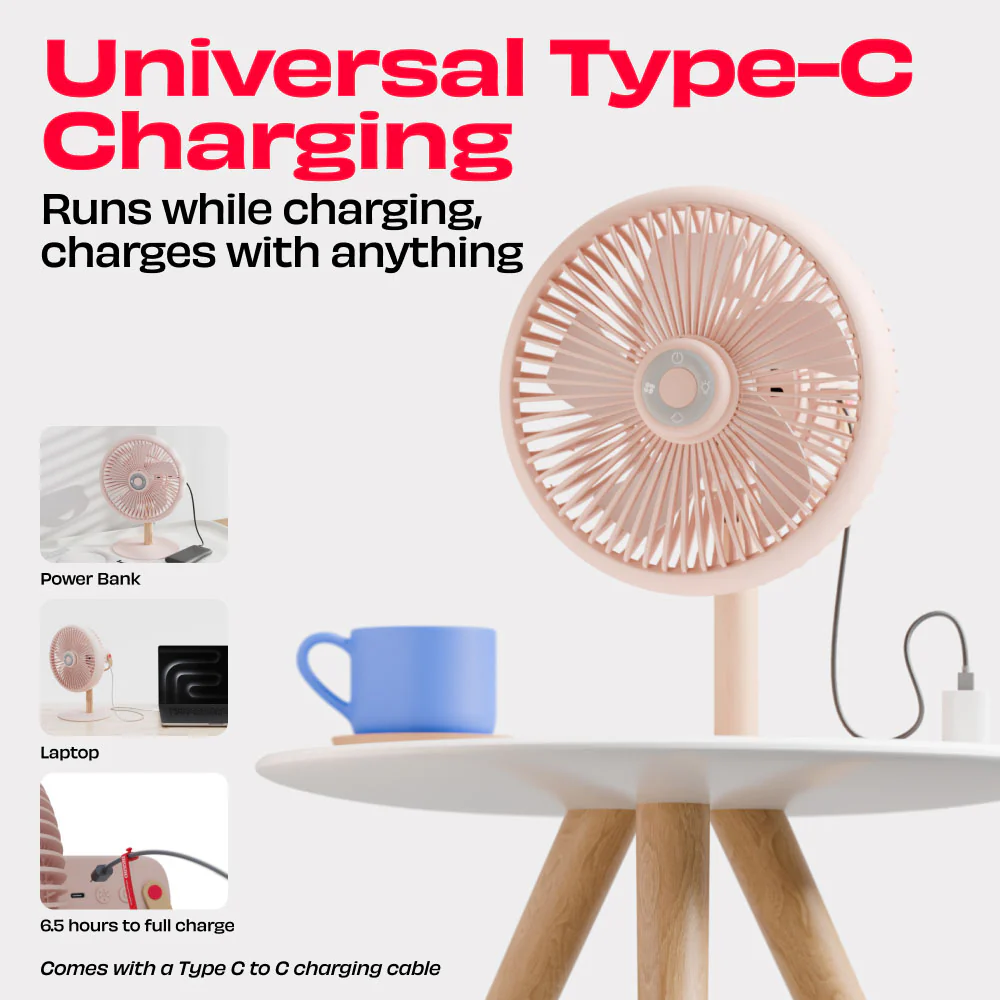 LIT v2 | All Day Wireless™ Rechargeable Table Fan with Mood Light - Image 24