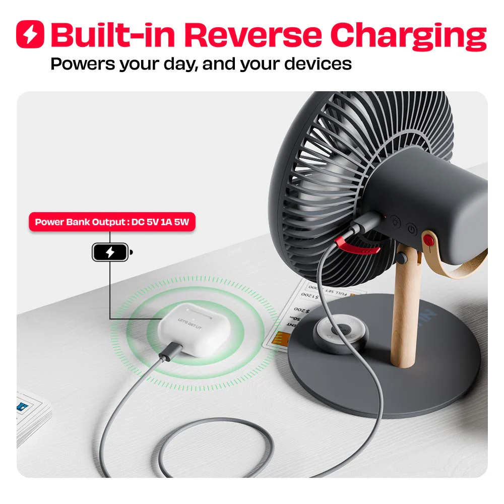 All-day Wireless Rechargeable Table Fan with Mood Light and Magnetic Remote | LĪT [v3] - Image 20