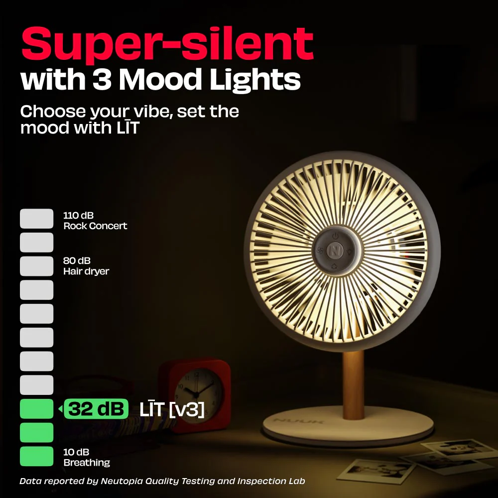 All-day Wireless Rechargeable Table Fan with Mood Light and Magnetic Remote | LĪT [v3] - Image 41