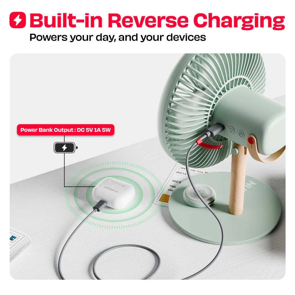 All-day Wireless Rechargeable Table Fan with Mood Light and Magnetic Remote | LĪT [v3] - Image 8